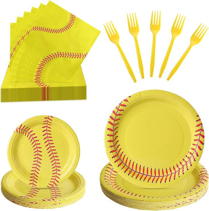 100 Pcs Disposable Softball Party Tableware Set by Unknown