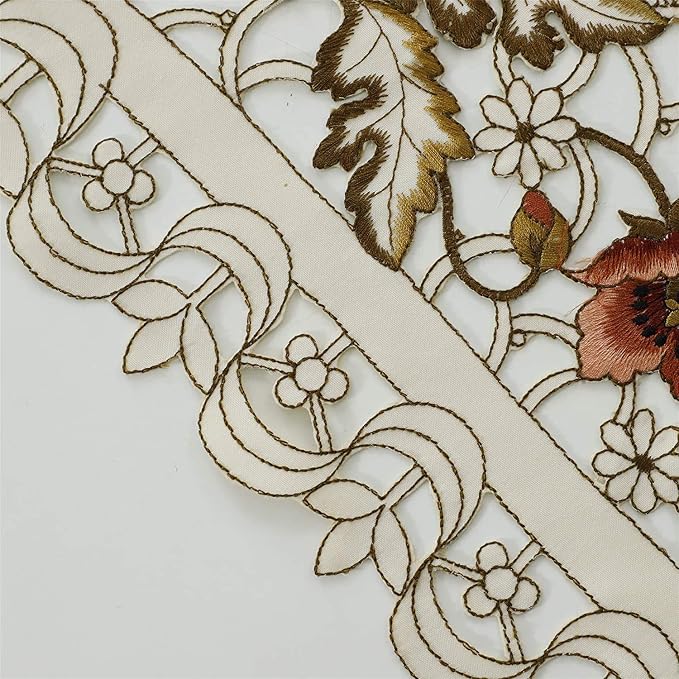 Arzoe Vintage European Flower Lace Table Runner Elegant Runners Cabinet Dining - Image 3