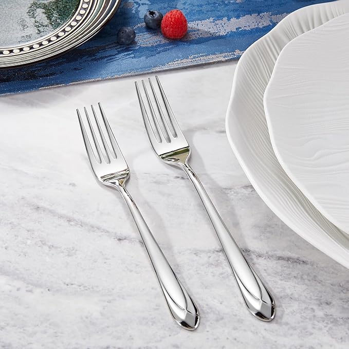 KEAWELL Premium Astra Flatware Set, 20-Piece Service for 4 Mirror-Finished 18/10 Stainless Steel Silverware, Modern Cutlery Dishwasher Safe for Meals and Gatherings (20, Silver)
