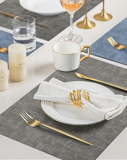 SUEH DESIGN Leather Placemats Set of 6 Reversible Table Mats Heat Resistant Waterproof No-Slip Place Mats for Dining Table Kitchen Parties