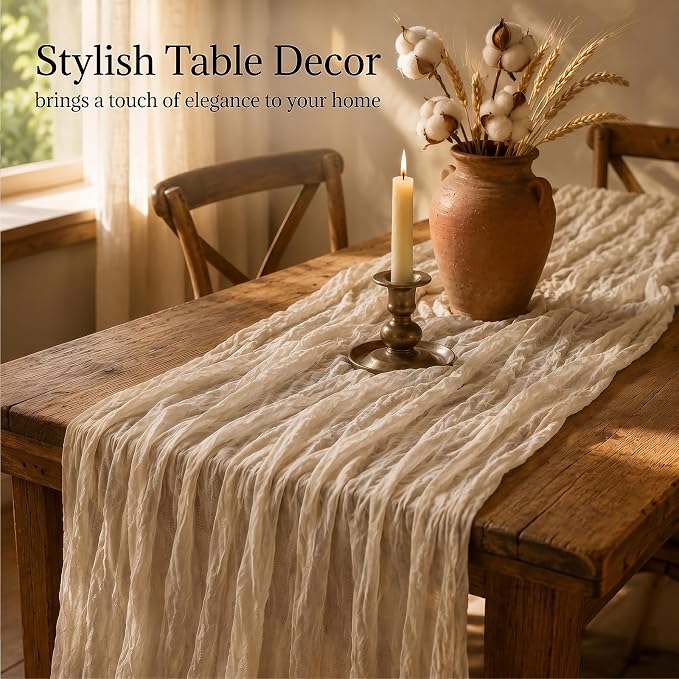 10 Pack Beige Table Runner 10FT Gauze Cheesecloth Table Runner | 21x120 Inch - Image 6