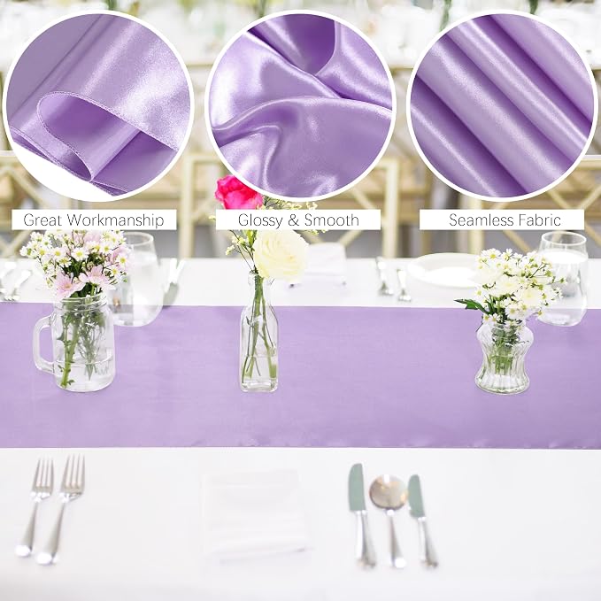Aneco 12 Pack Satin Table Runner 12 x 108 Inch Pastel Rainbow Long Wedding - Image 3