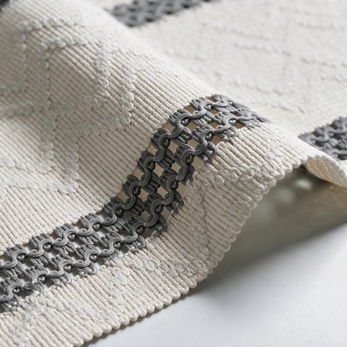Artoid Mode Dark Grey Stripe Woven Rustic Table Runner 12x48 Inch | Holiday - Image 6