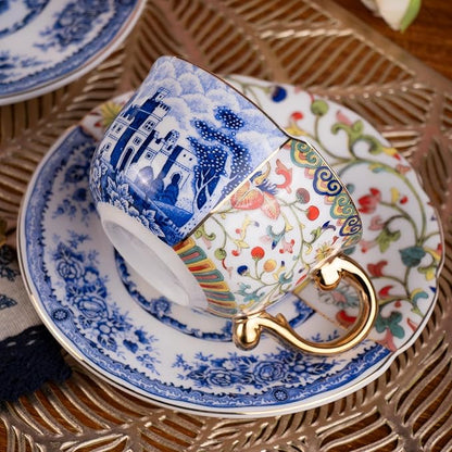 KAMMAK Tea Cups and Saucers Set of 2, Fine Bone China Coffee Cups, 582N | - Image 7