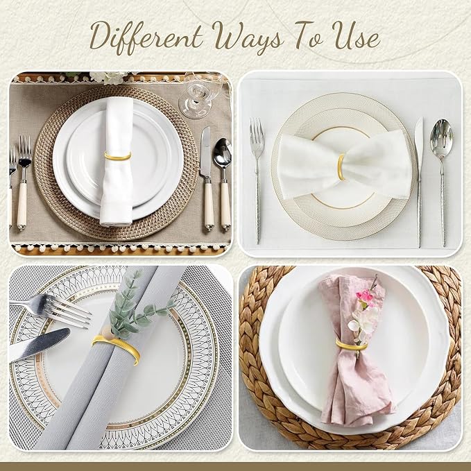 12Pcs Simple Gold Round Napkin Rings, Metal Decorative Table Napkin Holders - Image 5