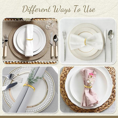 12Pcs Simple Gold Round Napkin Rings, Metal Decorative Table Napkin Holders - Image 5