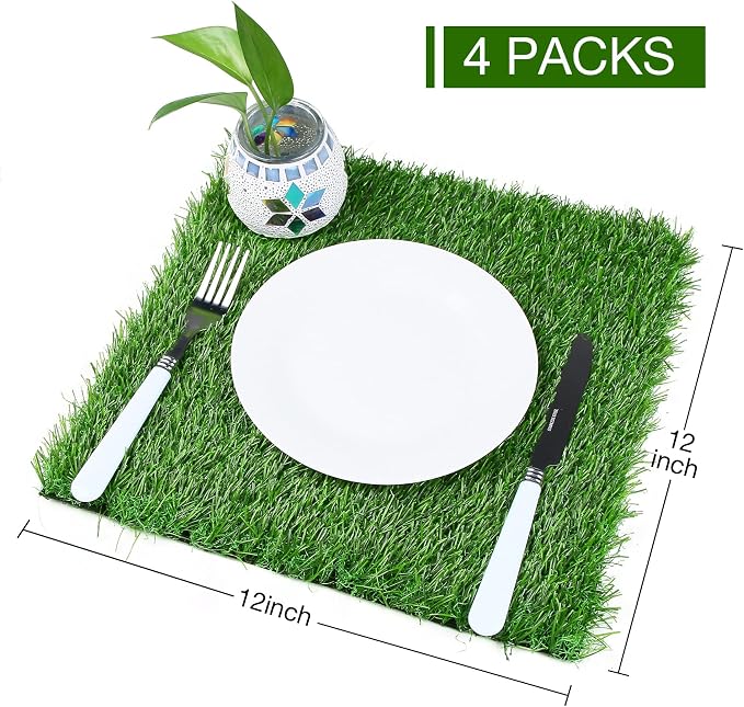 XLX TURF 4 Pack Artificial Grass Square Mats, Turf Patch - Image 4