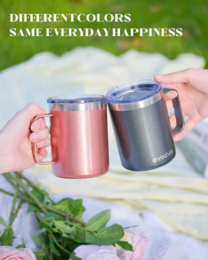 12oz Insulated Coffee Mug with Lid – Includes Two Lids, Stainless Steel Coffee - Image 8