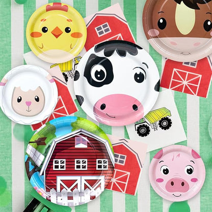 180Pcs Farm Animals Party Supplies Paper Plates and Napkins Serve 60 | - Image 4