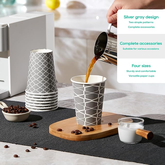 JOLLY PARTY 12 oz Paper Coffee Cups, Disposable Coffee Cups - Image 5