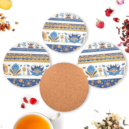 Vector Illustration Ukrainian Folk Pattern 4 Pcs Round Coasters - Image 6