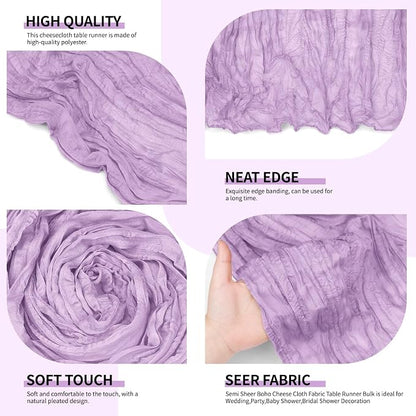 12 Pack Lavender Cheesecloth Table Runner 10Ft, Lilac Purple Table Runners 21.5 - Image 6