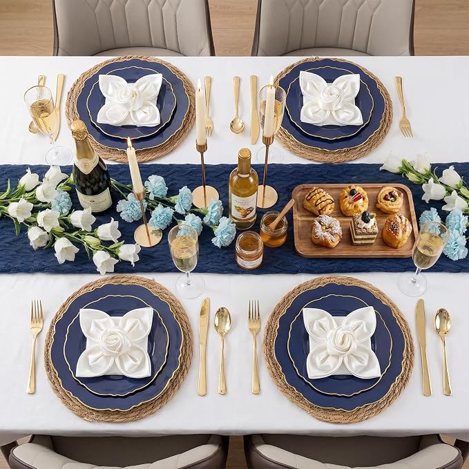 100pcs Blue Plastic Plates - Image 5