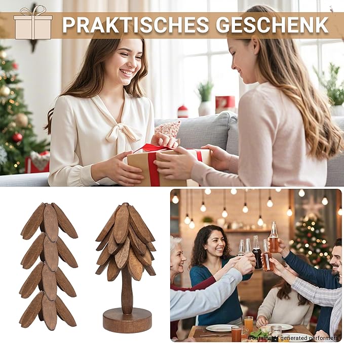Yuoyar Wooden Tree-Shaped Coasters Set - Image 4