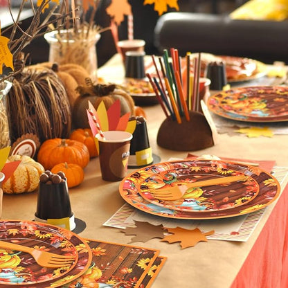 96 Pieces Thanksgiving Pumpkin Tableware Set Party Supplies - Image 6