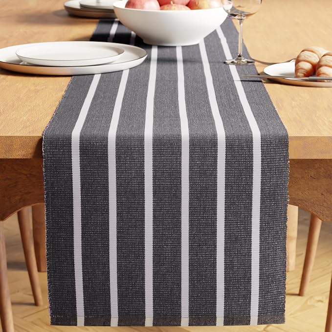 Encasa XO Dining Table Runner 13"x59" | Yarn Dyed Fine Ribbed Cotton | Roma by EncasaXO