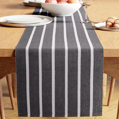 Encasa XO Dining Table Runner 13"x59" | Yarn Dyed Fine Ribbed Cotton | Roma by EncasaXO