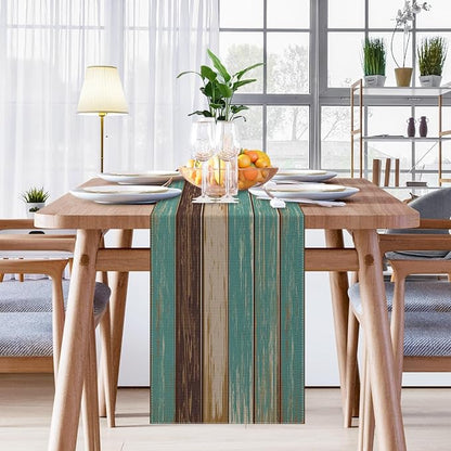 Emvency Table Runner, 13x60 Inch, Farmhouse Vintage Art | Painting Green Dining - Image 7