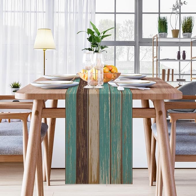 Emvency Table Runner, 13x72 Inch, Farmhouse Vintage Art | Painting Green Dining - Image 7
