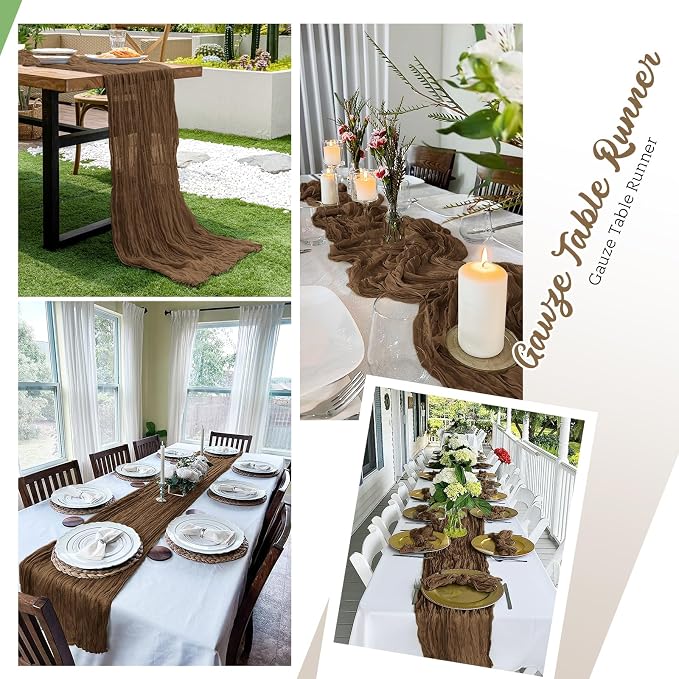 16 Pack Brown Cheesecloth Table Runners 20x120 Inch Gauze Table Runner Cheese - Image 5