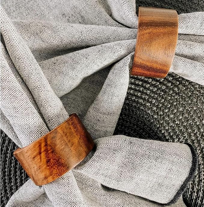 Napkin Holder Set of 12 Handmade Acacia Wood Dining Table Napkin Ring Classic by ARNCRAFT