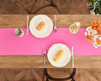 Letjolt Rose Pink Table Runner 72 Inches Long | Rustic - Image 2