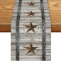 Western Texas Table Runner, Rustic Farmhouse Golden Star Wooden Barn Plank by Unknown