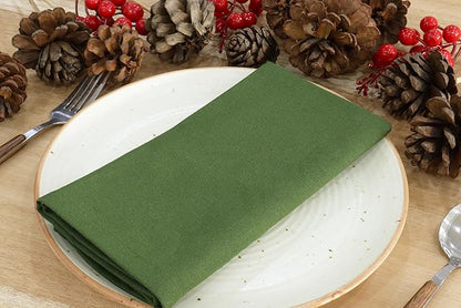 PurpleEssences Set of 12 Cloth Dinner Napkins 100% Cotton 18x18 Inch - Soft Durable Washable - Ideal for Farmhouse Party Fall Thanksgiving - Perfect Everyday Use Table Linen - Sage Green