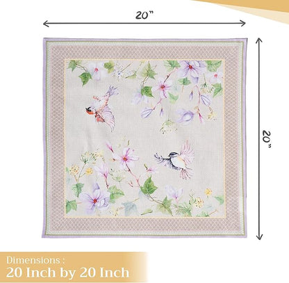 Maison d' Hermine Cloth Napkins Set of 4 100% Cotton Everyday Reusable Square Napkins Cloth Washable Dinner Wedding Restaurant Valentines Day Decorations Spring/Summer (Magnolia Mornings, 20" x 20")