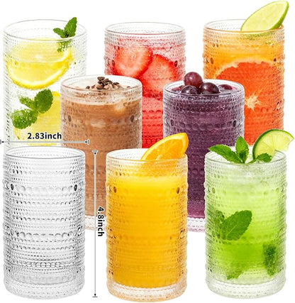 Vintage Hobnail Drinking Glasses Set of 8, 12 Oz Glass Cups - Image 2