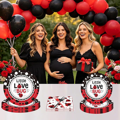 96 Pcs Love Bug Baby Shower Decorations, Lady Bug Tableware Set | Includes - Image 7