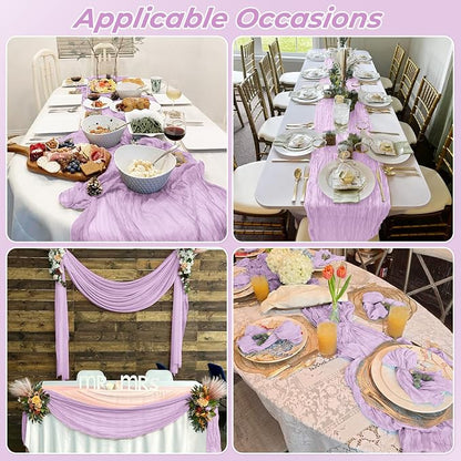 6 Pack Lavender Cheesecloth Table Runner 20 x 120 Inch Gauze Table Runner - Image 7