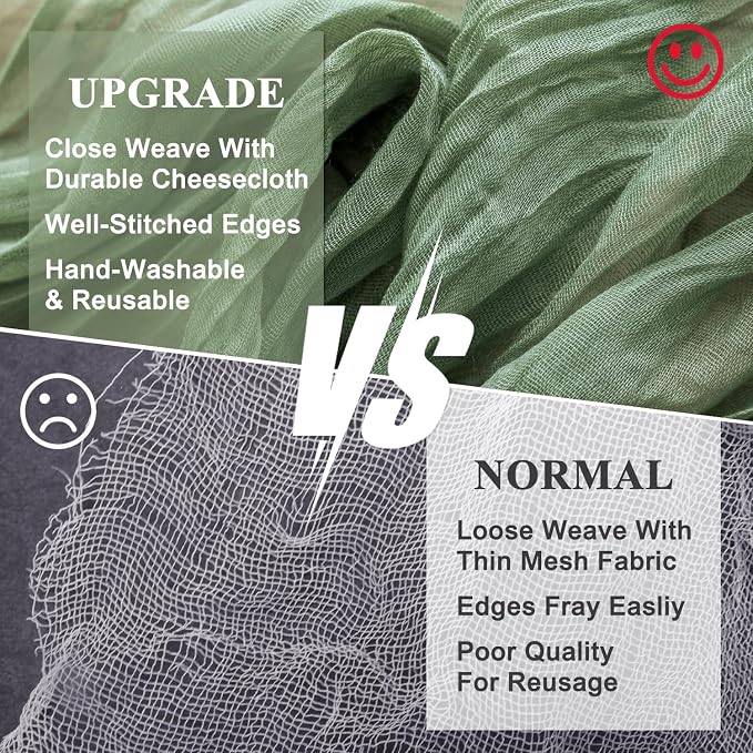 Cheesecloth Table Runner Sage Green 10FT Boho Gauze, 6 Pack | 120 Inch Cheese - Image 4