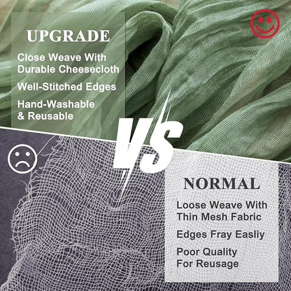 Cheesecloth Table Runner Sage Green 10FT Boho Gauze, 4 Pack | 120 Inch Cheese - Image 4