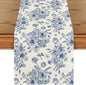 Artoid Mode Spring Beige Blue Floral Chinoiserie Table Runner, Seasonal Summer by ArtoidMode