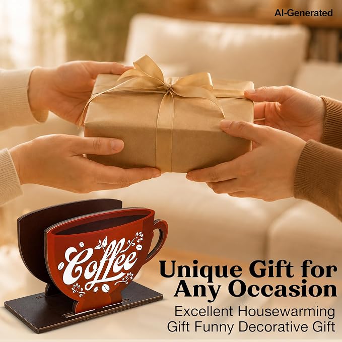 Coffee Cup Decor Wood Napkin Holder - Image 7