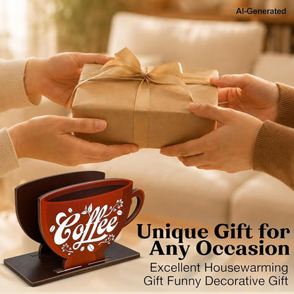 Coffee Cup Decor Wood Napkin Holder - Image 7