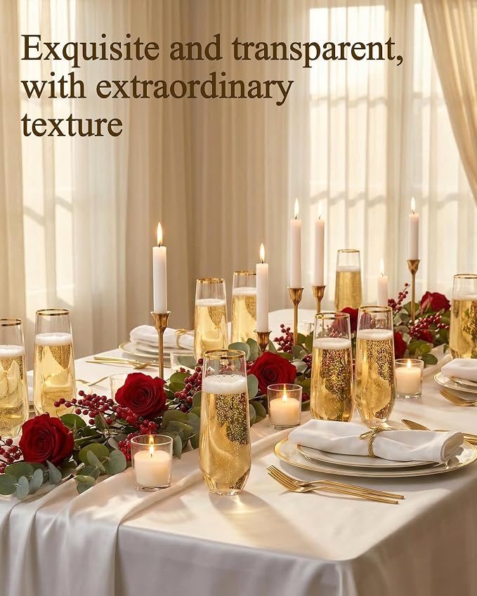 Ciaell 24 Pack Gold Plastic Champagne Flutes - Image 6