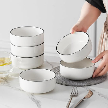 MALACASA 24 OZ Ceramic Bowls Set of 6, Soup Cereal Bowls, Dishwasher Safe - Image 7