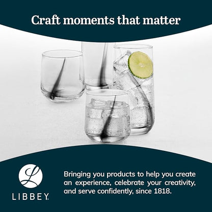 Libbey Ascent Black Ribbon Tumbler and Rocks Drinking Glasses Set of 16 - Image 6