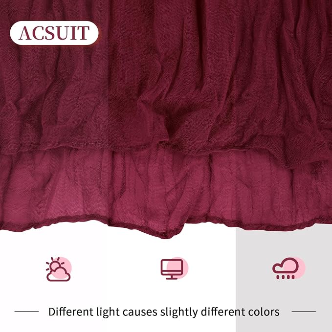 8 Pack Burgundy Cheesecloth Table Runner 20 x 120 inch Gauze Table Runners 10 - Image 3