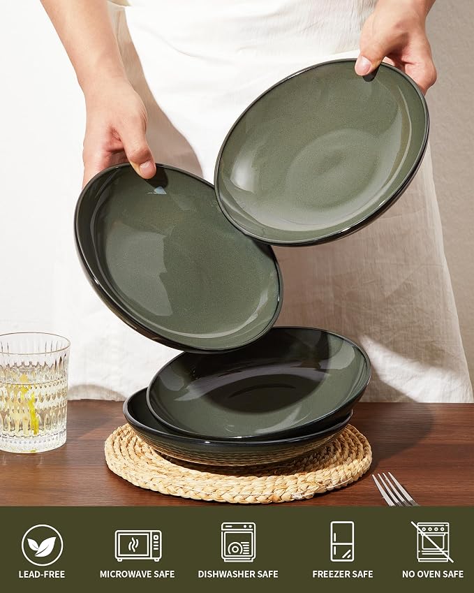 Pasta Bowls Set of 4, Reactive Glaze Salad Bowl 30 oz, Microwave & Dishwasher - Image 5