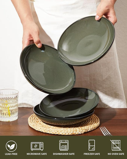 Pasta Bowls Set of 4, Reactive Glaze Salad Bowl 30 oz, Microwave & Dishwasher - Image 5