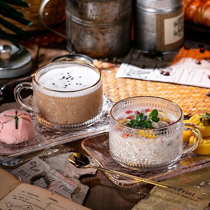 Gezzeny Vintage Coffee Mugs Set, Glass Cups Set - Image 3