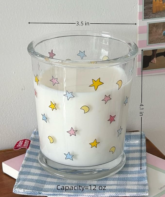 2 Pack 12 OZ Cute Glass Cup Star Drinking Glasses - Image 6