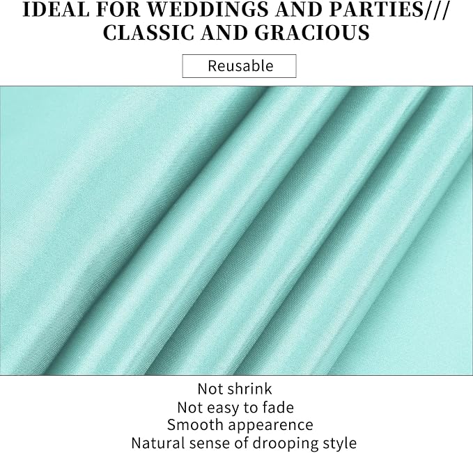 10-Pack Aqua 12 x 108 inches Long Premium Satin Table Runner | Wedding - Image 4
