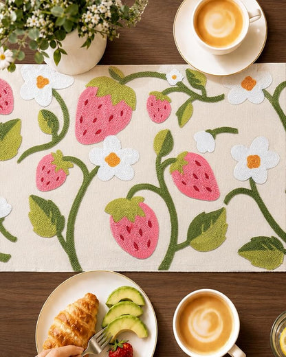 Canvas Embroidered Narrow 13"x 36" Table Runner, Rustic texture, Machine - Image 3