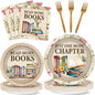 96Pcs Reading Theme Party Supplies Read More Books Paper Plates and Napkins by Justforjoyful