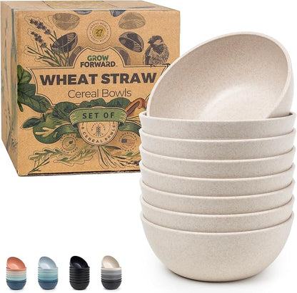 Grow Forward Premium Wheat Straw Bowls Set of 8 by GrowForward