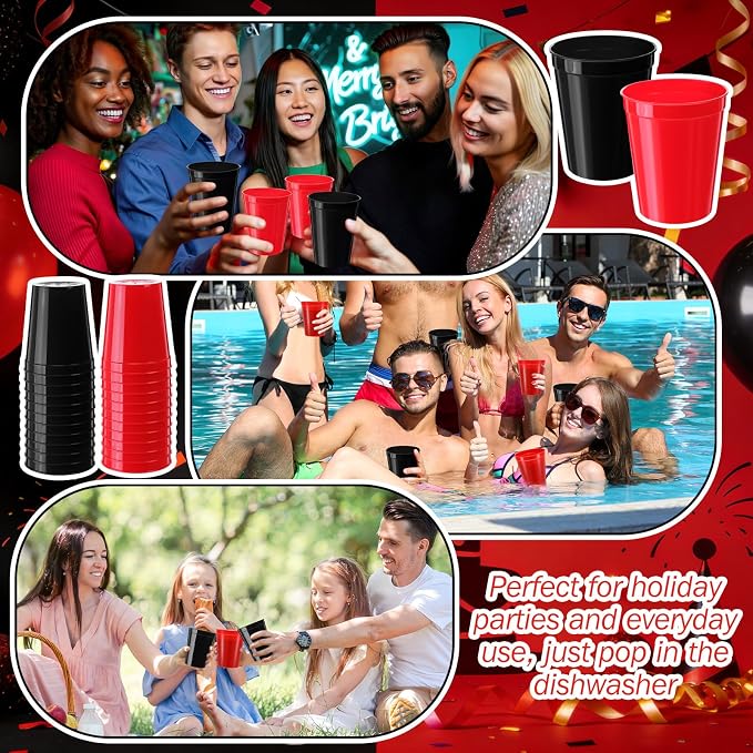 Yungyan 50 Pack 16 oz Stadium Cups Reusable Plastic Cups Blank Drink Stadium - Image 5
